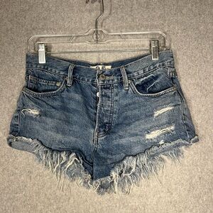 We the Free | Free People Cutoffs Mid Rise Raw Hem Denim Jean Shorts 26 READ!